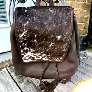 American Darling cowhide fold over bucket bag backpack brown western cowgirl